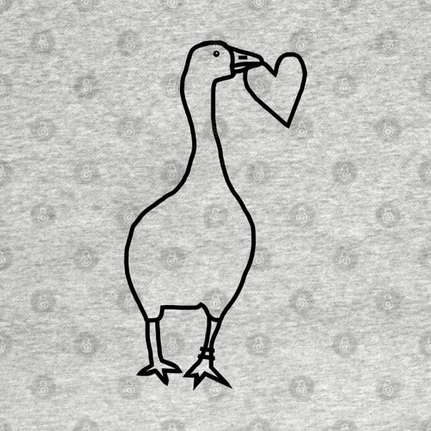 Goose Steals Heart Line Drawing Valentines Day by ellenhenryart